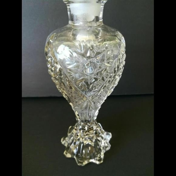 Large 10" Crystal Vintage Perfume Bottle Ornate Dauber Stopper - Picture 2 of 9